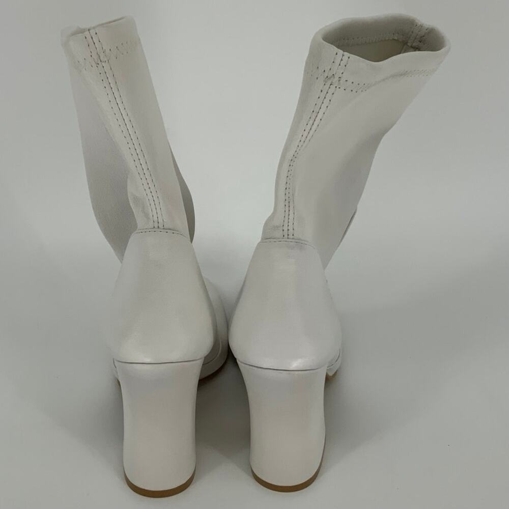 Stuart Weitzman Size 7b White Curveblock Leather … - image 7